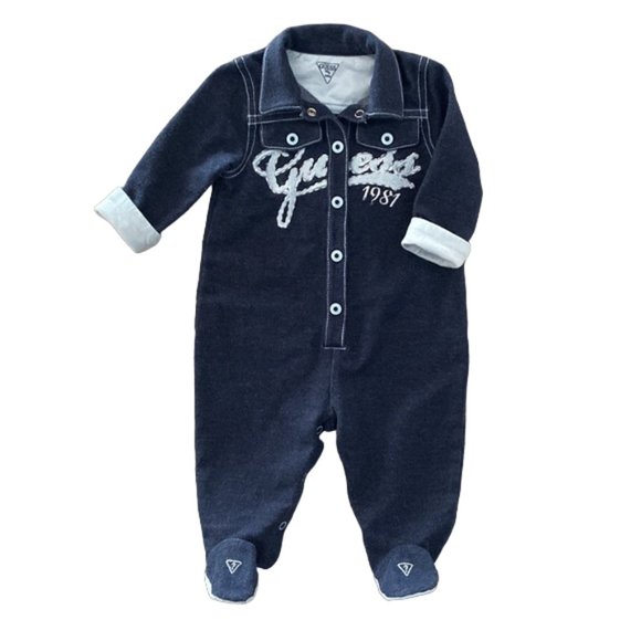 Guess Baby Logo Footie Jumpsuit 3-6 Months - Picture 2 of 12